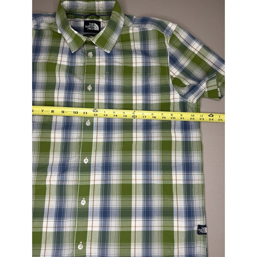 The North Face Shirt Men's L Green Blue Plaid Short Sleeve Button Up Casual - Picture 5 of 7